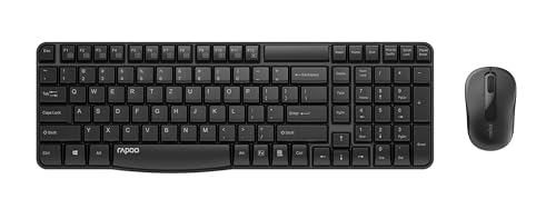Rapoo X1800S kabelloses Tastatur-Maus Set Wireless Deskset 1000 DPI Sensor 12 Monate Batterielaufzeit ergonomisch für Links- und Rechtshänder DE-Layout QWERTZ PC & Mac - schwarz, Kompakt Rapoo X1800S kabelloses Tastatur-Maus Set Wireless Deskset 1000 DPI Sensor 12 Monate Batterielaufzeit ergonomisch für Links- und Rechtshänder DE-Layout QWERTZ PC & Mac - schwarz, Kompakt von Rapoo
