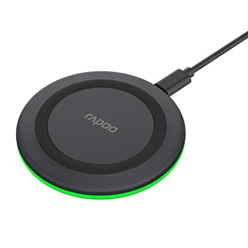 Rapoo XC110 kabelloses Induktionsladegerät für Smartphone, Ladegerät für iOS und Android (z.B. iPhone, AirPod, Samsung), flach, Qi-Laden, Schnellladen, Überladeschutz, schwarz von Rapoo