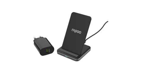 Rapoo XC220 kabelloses Induktionsladegerät für Smartphone, Ladegerät für iOS und Android (z.B. iPhone, Samsung), flach, Qi-Laden, Schnellladen, schwarz von Rapoo