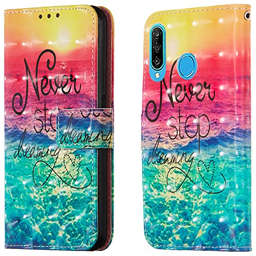 Rapuled Kompatibel mit Huawei P30 Lite/Nova 4E Hülle, Handyhülle für Huawei P30 Lite/Nova 4E, Leder Wallet Magnet Etui Schutzhülle Lederhülle Klapphülle Tasche Flip Book Case Cover (Meer) von Rapuled