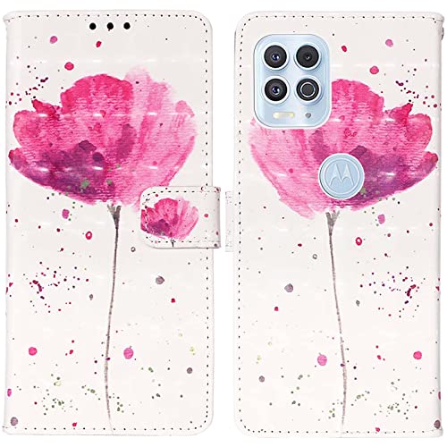 Rapuled Kompatibel mit Motorola Moto G100/Moto Edge S Hülle, Leder Handyhülle Wallet Magnet Brieftasche Stoßfest Etui Schutzhülle Lederhülle Klapphülle Tasche Flip Book Case Cover (Blume 1) von Rapuled