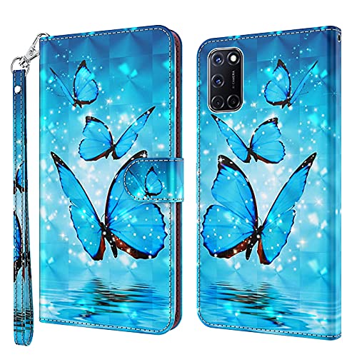 Rapuled Kompatibel mit Oppo A52/A72/A92 Hülle, Handyhülle für Oppo A52/A72/A92, Leder Wallet Magnet Brieftasche Stoßfest Etui Schutzhülle Lederhülle Klapphülle Flip Book Case Cover (Schmetterling 3) von Rapuled
