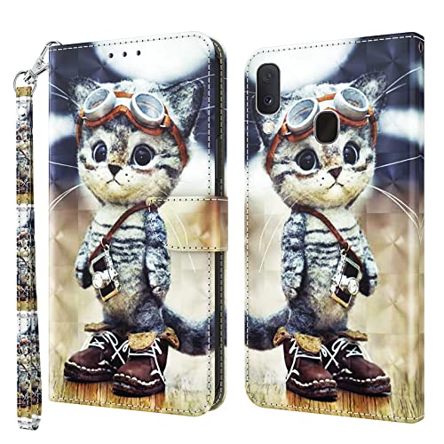 Rapuled Kompatibel mit Samsung Galaxy A10E/A20E Hülle, Handyhülle für Samsung Galaxy A10E/A20E, Leder Wallet Magnet Etui Schutzhülle Lederhülle Klapphülle Tasche Flip Book Case Cover (Kat 2) von Rapuled