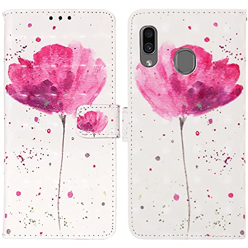 Rapuled Kompatibel mit Samsung Galaxy A20/A30 Hülle, Handyhülle für Samsung Galaxy A20/A30, Leder Wallet Magnet Etui Schutzhülle Lederhülle Klapphülle Tasche Flip Book Case Cover (Blume 1) von Rapuled