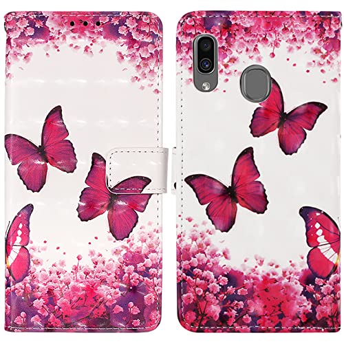 Rapuled Kompatibel mit Samsung Galaxy A20/A30 Hülle, Handyhülle für Samsung Galaxy A20/A30, Leder Wallet Magnet Etui Schutzhülle Lederhülle Klapphülle Tasche Flip Book Case Cover (Schmetterling 1) von Rapuled