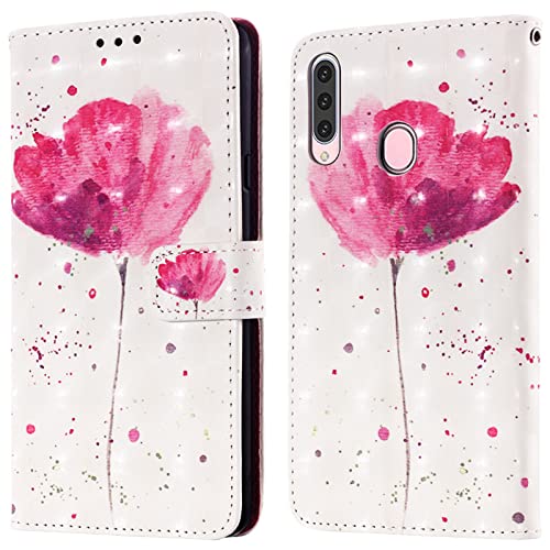 Rapuled Kompatibel mit Samsung Galaxy A20s Hülle, Handyhülle für Samsung A20s, Leder Wallet Magnet Stoßfest Etui Schutzhülle Lederhülle Klapphülle Tasche Flip Book Case Cover (Blume 1) von Rapuled