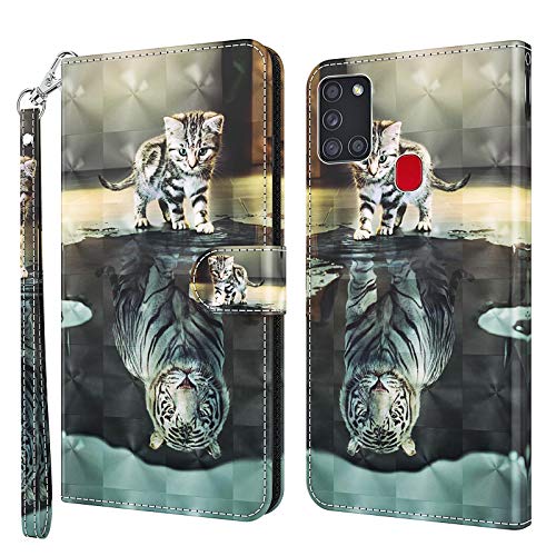Rapuled Kompatibel mit Samsung Galaxy A21S Hülle, Handyhülle für Samsung Galaxy A21S, Leder Wallet Magnet Stoßfest Etui Schutzhülle Lederhülle Klapphülle Tasche Flip Book Case Cover (Kat 1) von Rapuled
