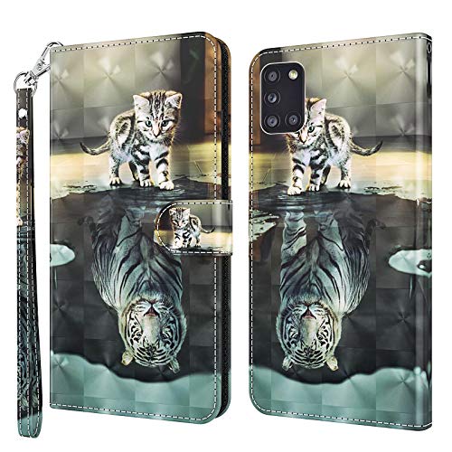 Rapuled Kompatibel mit Samsung Galaxy A31 Hülle, Handyhülle für Samsung A31, Leder Wallet Magnet Etui Schutzhülle Lederhülle Handytasche Klapphülle Tasche Flip Book Case Cover(Kat 1) von Rapuled