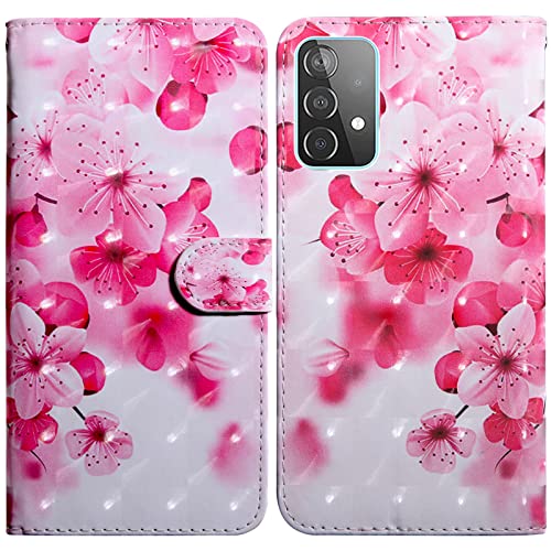 Rapuled Kompatibel mit Samsung Galaxy A33 5G Hülle, Handyhülle für Samsung Galaxy A33 5G, Leder Wallet Magnet Stoßfest Etui Schutzhülle Lederhülle Klapphülle Tasche Flip Case Cover (Blume 2) von Rapuled