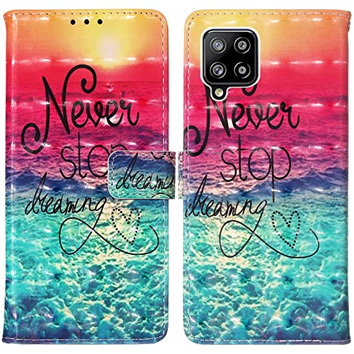 Rapuled Kompatibel mit Samsung Galaxy A42 5G Hülle, Handyhülle für Samsung Galaxy A42 5G, Leder Wallet Magnet Etui Schutzhülle Lederhülle Klapphülle Tasche Flip Book Case Cover (Meer) von Rapuled