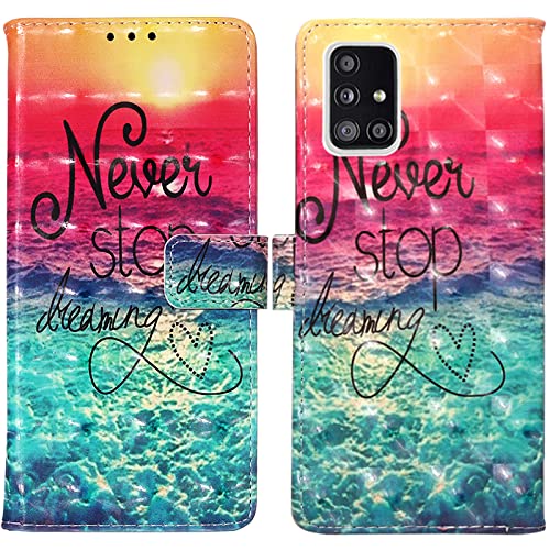 Rapuled Kompatibel mit Samsung Galaxy A51 5G Hülle, Handyhülle für Samsung A51 5G, Leder Wallet Magnet Brieftasche Etui Schutzhülle Lederhülle Klapphülle Tasche Flip Book Case Cover (Meer) von Rapuled