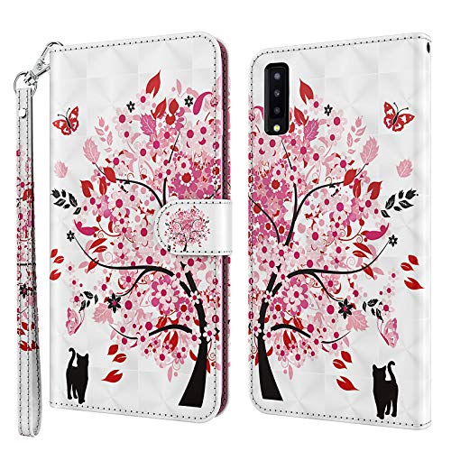 Rapuled Kompatibel mit Samsung Galaxy A7 2018/A750 Hülle, Handyhülle für Samsung A7 2018/A750, Leder Wallet Magnet Etui Schutzhülle Lederhülle Klapphülle Tasche Flip Book Case Cover (Baum) von Rapuled