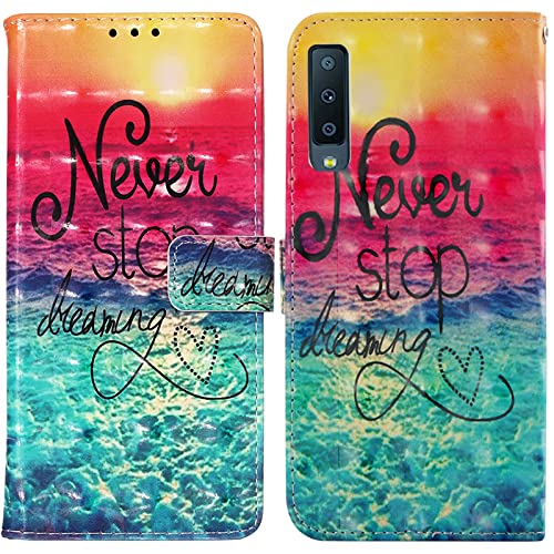 Rapuled Kompatibel mit Samsung Galaxy A7 2018/A750 Hülle, Handyhülle für Samsung A7 2018/A750, Leder Wallet Magnet Etui Schutzhülle Lederhülle Klapphülle Tasche Flip Book Case Cover (Meer) von Rapuled