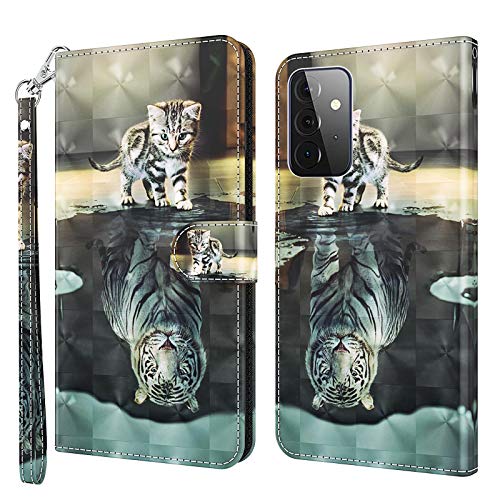 Rapuled Kompatibel mit Samsung Galaxy A72 4G/5G Hülle, Handyhülle für Samsung A72 4G/5G, Leder Wallet Magnet Stoßfest Etui Schutzhülle Lederhülle Klapphülle Tasche Flip Case Cover (Kat 1) von Rapuled