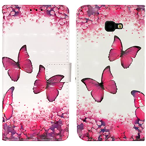 Rapuled Kompatibel mit Samsung Galaxy J4 Plus 2018 Hülle, Handyhülle für Samsung J4 Plus 2018, Leder Wallet Magnet Etui Schutzhülle Lederhülle Klapphülle Tasche Flip Book Case Cover (Schmetterling 1) von Rapuled