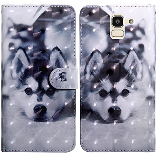 Rapuled Kompatibel mit Samsung Galaxy J6 Plus 2018 Hülle, Handyhülle für Samsung J6 Plus 2018, Leder Wallet Magnet Etui Schutzhülle Lederhülle Klapphülle Tasche Flip Book Case Cover (Hund) von Rapuled