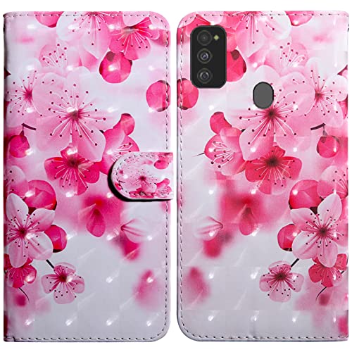 Rapuled Kompatibel mit Samsung Galaxy M30S Hülle, Handyhülle für Samsung M30S, Leder Wallet Magnet Brieftasche Stoßfest Etui Schutzhülle Lederhülle Klapphülle Tasche Flip Case Cover (Blume 2) von Rapuled