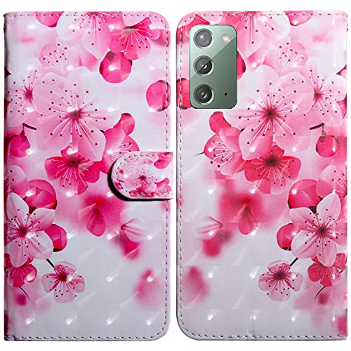 Rapuled Kompatibel mit Samsung Galaxy Note 20 Hülle, Handyhülle für Samsung Note 20, Leder Wallet Magnet Stoßfest Etui Schutzhülle Lederhülle Klapphülle Tasche Flip Book Case Cover (Blume 2) von Rapuled