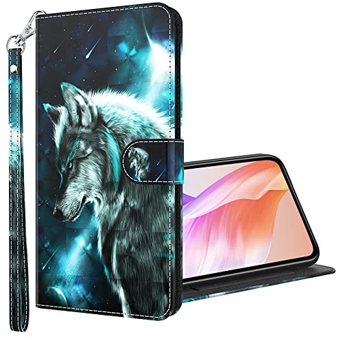 Rapuled Kompatibel mit Samsung Galaxy Note 9 Hülle, Handyhülle für Samsung Note 9, Leder Wallet Magnet Brieftasche Etui Schutzhülle Lederhülle Klapphülle Tasche Flip Book Case Cover (Wolf) von Rapuled