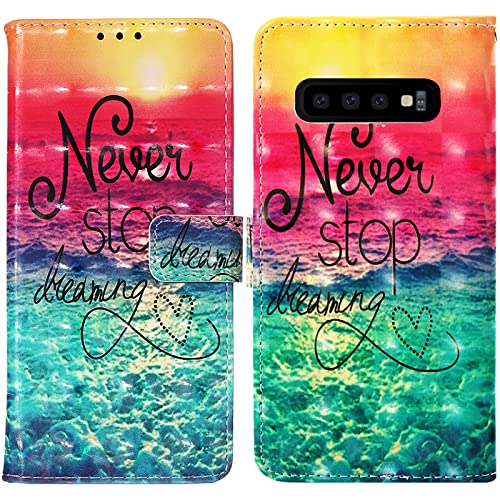 Rapuled Kompatibel mit Samsung Galaxy S10 Hülle, Handyhülle für Samsung S10, Leder Wallet Magnet Brieftasche Etui Schutzhülle Lederhülle Klapphülle Tasche Flip Book Case Cover (Meer) von Rapuled