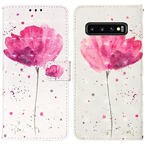 Rapuled Kompatibel mit Samsung Galaxy S10 Plus Hülle, Handyhülle für Samsung S10 Plus, Leder Wallet Magnet Brieftasche Etui Schutzhülle Lederhülle Klapphülle Tasche Flip Case Cover (Blume 1) von Rapuled