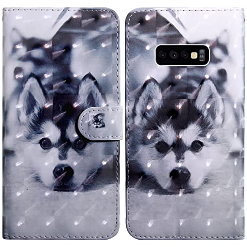 Rapuled Kompatibel mit Samsung Galaxy S10e Hülle, Handyhülle für Samsung S10e, Leder Wallet Magnet Brieftasche Stoßfest Etui Schutzhülle Lederhülle Klapphülle Tasche Flip Case Cover (Hund) von Rapuled