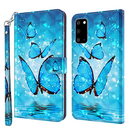 Rapuled Kompatibel mit Samsung Galaxy S20 Plus Hülle, Handyhülle für Samsung S20 Plus, Leder Wallet Magnet Brieftasche Schutzhülle Lederhülle Klapphülle Tasche Flip Book Case Cover (Schmetterling 3) von Rapuled