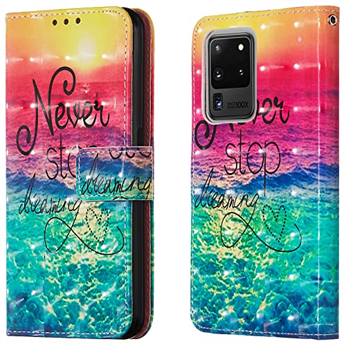 Rapuled Kompatibel mit Samsung Galaxy S20 Ultra Hülle, Handyhülle für Samsung S20 Ultra, Leder Wallet Magnet Brieftasche Schutzhülle Lederhülle Klapphülle Tasche Flip Book Case Cover (Meer) von Rapuled