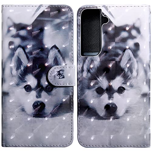 Rapuled Kompatibel mit Samsung Galaxy S22 Plus Hülle, Handyhülle für Samsung Galaxy S22 Plus, Leder Wallet Magnet Etui Schutzhülle Lederhülle Klapphülle Tasche Flip Book Case Cover (Hund) von Rapuled