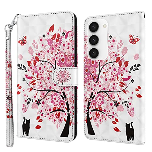 Rapuled Kompatibel mit Samsung Galaxy S23 Hülle, Handyhülle für Samsung Galaxy S23, Leder Wallet Magnet Brieftasche Etui Schutzhülle Lederhülle Klapphülle Tasche Flip Book Case Cover (Baum) von Rapuled