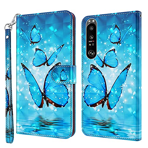 Rapuled Kompatibel mit Sony Xperia 1 II Hülle, Handyhülle für Sony Xperia 1 II, Leder Wallet Magnet Brieftasche Etui Schutzhülle Lederhülle Klapphülle Tasche Flip Book Case Cover (Schmetterling 3) von Rapuled