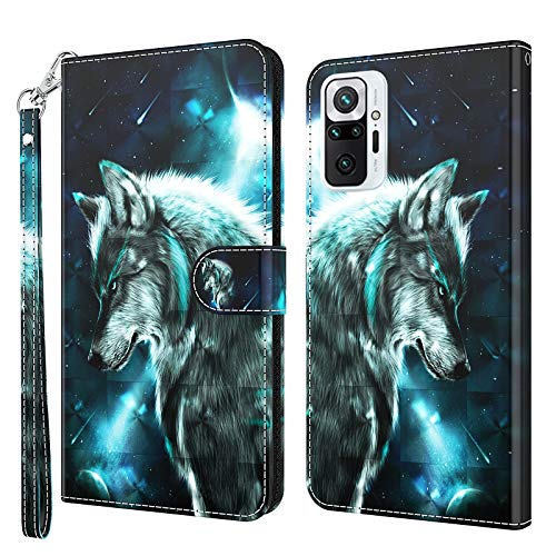 Rapuled Kompatibel mit Xiaomi Redmi Note 10 Pro/Redmi Note 10 Pro Max Hülle, Handyhülle Leder Wallet Magnet Stoßfest Etui Schutzhülle Lederhülle Klapphülle Tasche Flip Book Case Cover(Wolf) von Rapuled