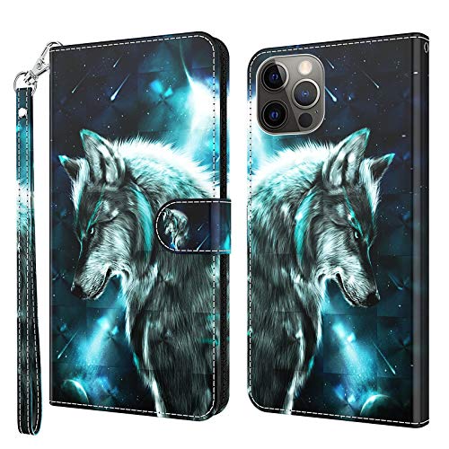 Rapuled Kompatibel mit iPhone 11 Pro Max (6,5 Zoll) Hülle, Leder Handyhülle Wallet Magnet Brieftasche Stoßfest Etui Schutzhülle Lederhülle Klapphülle Tasche Flip Book Case Cover (Wolf) von Rapuled