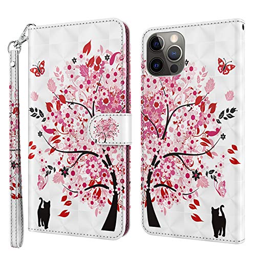 Rapuled Kompatibel mit iPhone 12/12 Pro Hülle, Handyhülle für iPhone 12/12 Pro (6,1 Zoll), Leder Wallet Magnet Etui Schutzhülle Lederhülle Klapphülle Tasche Flip Book Case Cover (Baum) von Rapuled