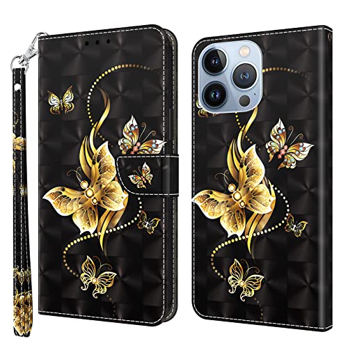 Rapuled Kompatibel mit iPhone 12 Pro Max Hülle, Handyhülle für iPhone 12 Pro Max (6,7 Zoll), Leder Wallet Magnet Etui Schutzhülle Lederhülle Klapphülle Tasche Flip Book Case Cover (Schmetterling 5) von Rapuled