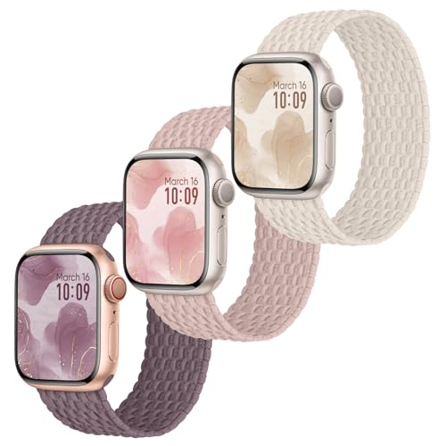 Raradev 3 Stück Geflochten Armband Kompatibel mit Apple Watch Armband 42mm 41mm 40mm 38mm, Elastisch Nylon Band Solo Loop Sport Armbänder für iWatch Series 10 9 8 7 6 5 4 3 2 1 SE, L 145mm Raradev 3 Stück Geflochten Armband Kompatibel mit Apple Watch Armband 42mm 41mm 40mm 38mm, Elastisch Nylon Band Solo Loop Sport Armbänder für iWatch Series 10 9 8 7 6 5 4 3 2 1 SE, L 145mm von Raradev