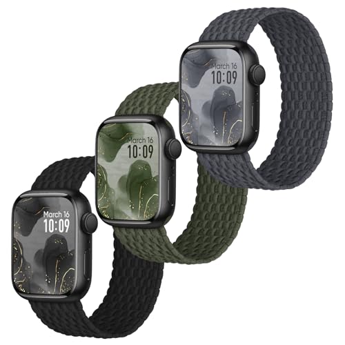 Raradev 3 Stück Geflochten Armband Kompatibel mit Apple Watch Armband 42mm 41mm 40mm 38mm, Elastisch Nylon Band Solo Loop Sport Armbänder für iWatch Series 10 9 8 7 6 5 4 3 2 1 SE, XL 152mm Raradev 3 Stück Geflochten Armband Kompatibel mit Apple Watch Armband 42mm 41mm 40mm 38mm, Elastisch Nylon Band Solo Loop Sport Armbänder für iWatch Series 10 9 8 7 6 5 4 3 2 1 SE, XL 152mm von Raradev