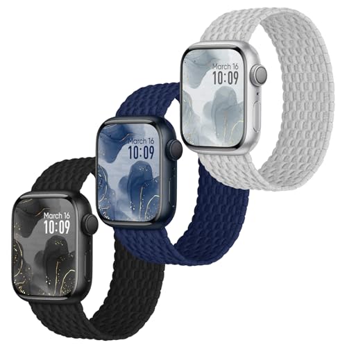 Raradev 3 Stück Geflochten Armband Kompatibel mit Apple Watch Armband 42mm 41mm 40mm 38mm, Elastisch Nylon Band Solo Loop Sport Armbänder für iWatch Series 10 9 8 7 6 5 4 3 2 1 SE, XL 152mm Raradev 3 Stück Geflochten Armband Kompatibel mit Apple Watch Armband 42mm 41mm 40mm 38mm, Elastisch Nylon Band Solo Loop Sport Armbänder für iWatch Series 10 9 8 7 6 5 4 3 2 1 SE, XL 152mm von Raradev
