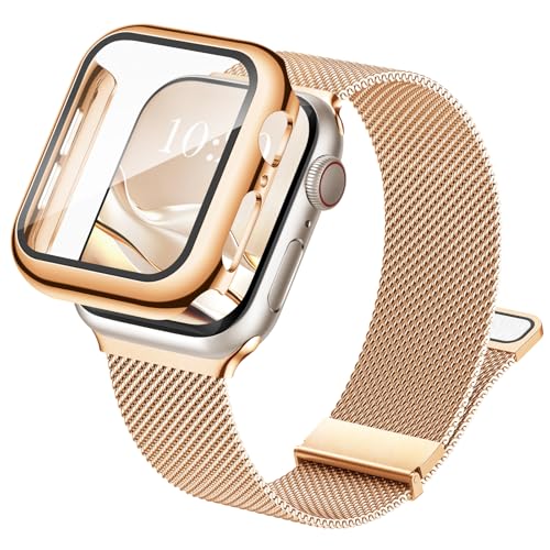 Raradev Armband mit Hülle Kompatibel mit Apple Watch 44mm, Magnetisch Metall Armband und Schutzhülle mit Hartglas für Apple Watch SE 6 5 4 Raradev Armband mit Hülle Kompatibel mit Apple Watch 44mm, Magnetisch Metall Armband und Schutzhülle mit Hartglas für Apple Watch SE 6 5 4 von Raradev