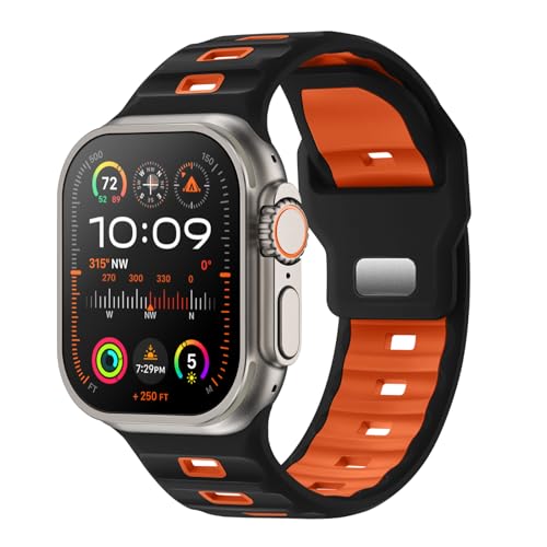 Raradev Sport Armband Kompatibel mit Apple Watch Ultra 2 Armband 49mm 46mm 45mm 44mm 42mm(S3 2 1), 26mm-breit Silikon Armband für Apple Watch Ultra 2/ Ultra/SE/ 10 9 8 7 6 5 4 3 2 1 von Raradev