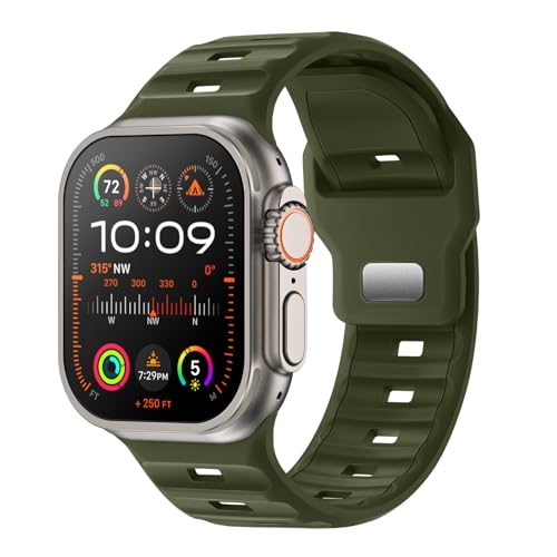 Raradev Sport Armband Kompatibel mit Apple Watch Ultra 2 Armband 49mm 46mm 45mm 44mm 42mm(S3 2 1), 26mm-breit Silikon Armband für Apple Watch Ultra 2/ Ultra/SE/ 10 9 8 7 6 5 4 3 2 1 von Raradev