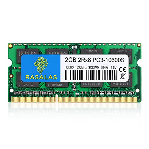 2 GB DDR3 1333 MHz Sodimm RAM, 2 GB 2RX8 PC3 10600S Speicher 204-PIN CL9 für Notebook Laptop… von Rasalas