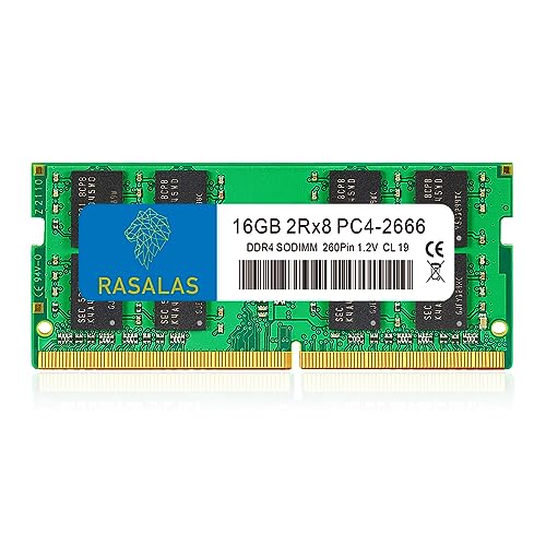 RASALAS 16GB DDR4 2666MHz (DDR4-2666) PC4-21300 (PC4-2666V) Non-ECC Unbuffered 1.2V CL19 2Rx8 1X16GB Sodimm Single Rank 260 Pin Laptop RAM Upgrade… von Rasalas