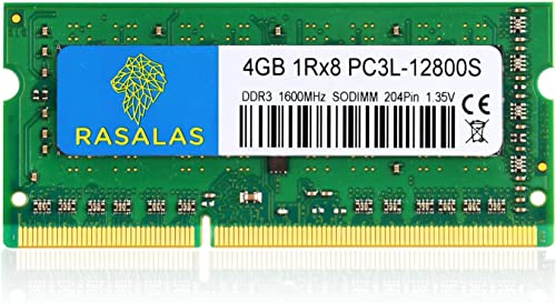 Rasalas 4 GB 1Rx8 PC3L-12800S DDR3L 1600 MHz DDR3 SO-DIMM RAM 1,35 V CL11 204-Pin PC3-12800 Laptop-Speicher von Rasalas