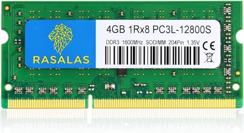 RASALAS 4GB 1Rx8 PC3L-12800S DDR3L 1600MHz DDR3 SO-DIMM RAM 1.35V CL11 204pin PC3-12800 Laptop Speicher von Rasalas