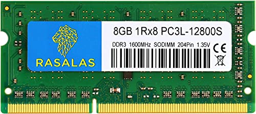 RASALAS 8 GB 1Rx8 PC3L-12800S DDR3L 1600 MHz SODIMM DDR3 1600 RAM 1.35 V CL11 204-Pin PC3 12800 Laptop-Speicher von Rasalas