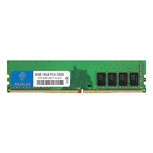RASALAS 8GB DDR4 3200MHz (DDR4-3200) PC4-25600 Non-ECC Unbuffered 1.2V CL22 1Rx8 Single Rank 288 Pin Desktop RAM Upgrade… von Rasalas