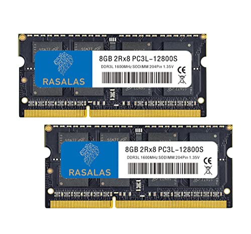 Rasalas 16 GB 2 x 8 GB DDR3 DDR3-1600 1600 MHz PC3L-12800S 12800 Non ECC ungepuffert 1,35 V CL11 2Rx8 Dual Rank SODIMM Laptop Memory RAM von Rasalas