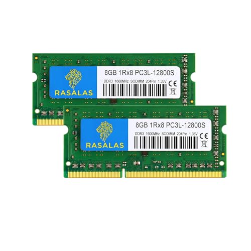 Rasalas 16 GB Kit (2 x 8 GB) 1Rx8 PC3L-12800S DDR3L 1600MHz SODIMM DDR3 RAM 1.35V CL11 204-Pin PC3-12800 8GB Laptop Speicher von Rasalas