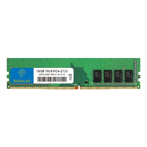 Rasalas Arbeitsspeicher RAM-Modul (16 GB, DDR4, 2133 MHz, PC4-17000, Non-ECC, ungepuffert, 1,2 V, CL15, 1Rx8, Single Rank, 288-polig, UDIMM)… von Rasalas